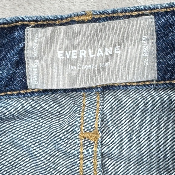 Everlane The Cheeky Jean Raw Hem Dark Blue Button Fly Jean Shorts Size 25 - Picture 14 of 15